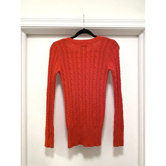 Y2K American Eagle Cable Knit V Neck Sweater Women’s Medium Elena Gilbert Preppy - Picture 2 of 12